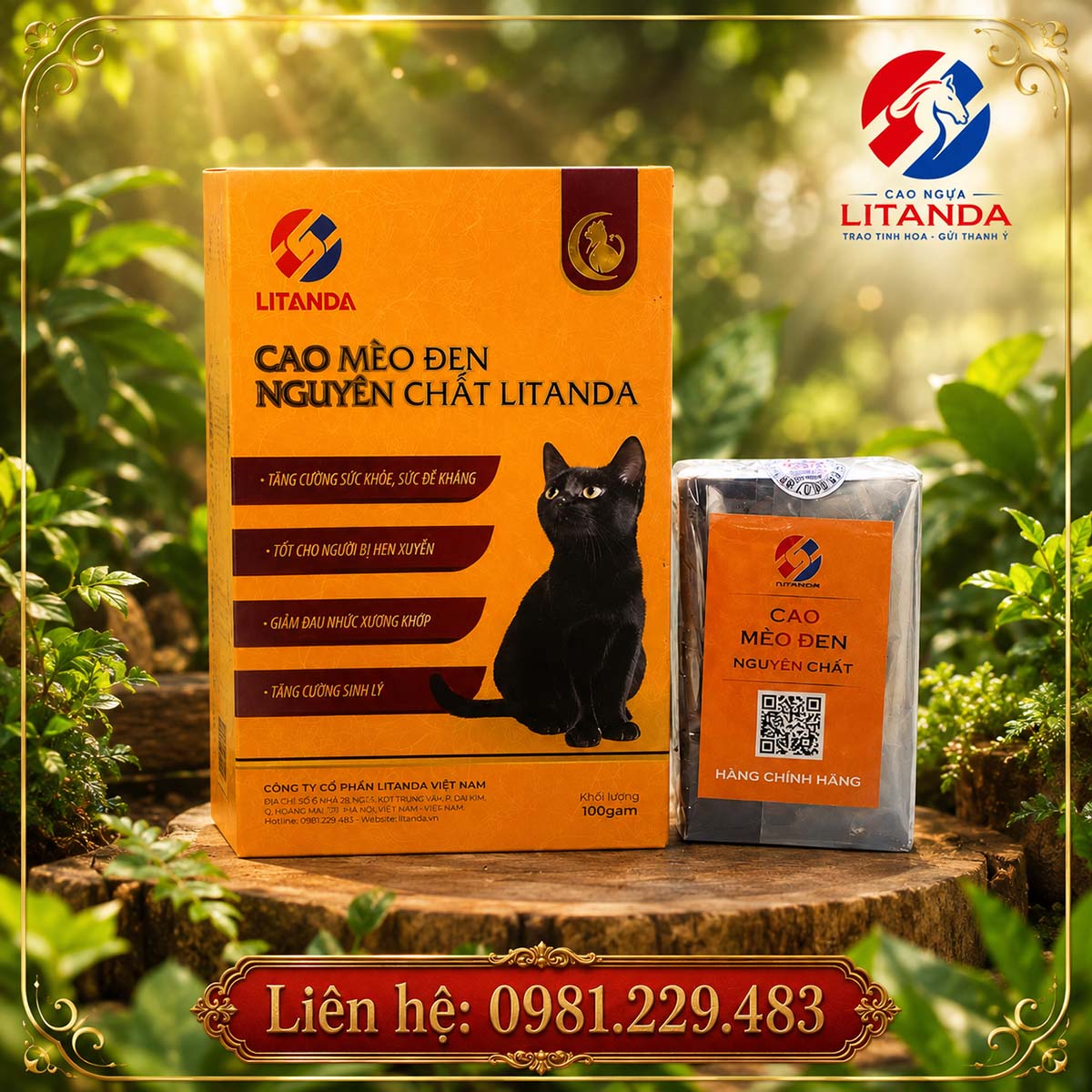 Cao Mèo Đen Litanda Nguyên Chất 100%
